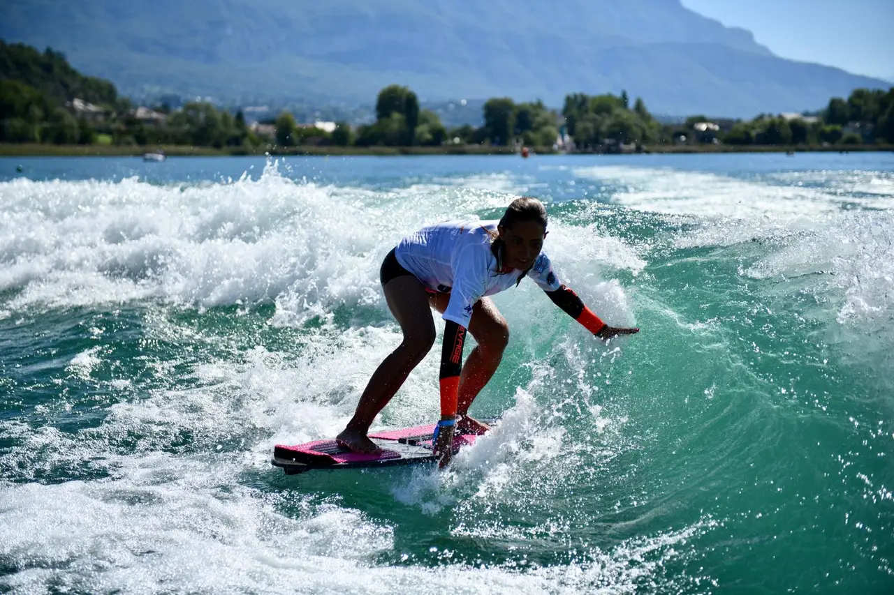 Stephanie Ravoire lors des championnats de France de wakesurf 2026