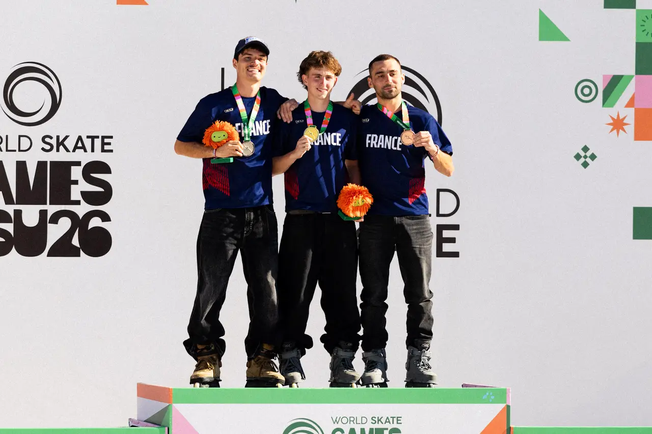 Un podium 100% français en roller freestyle park, aux World Skate Games 2026